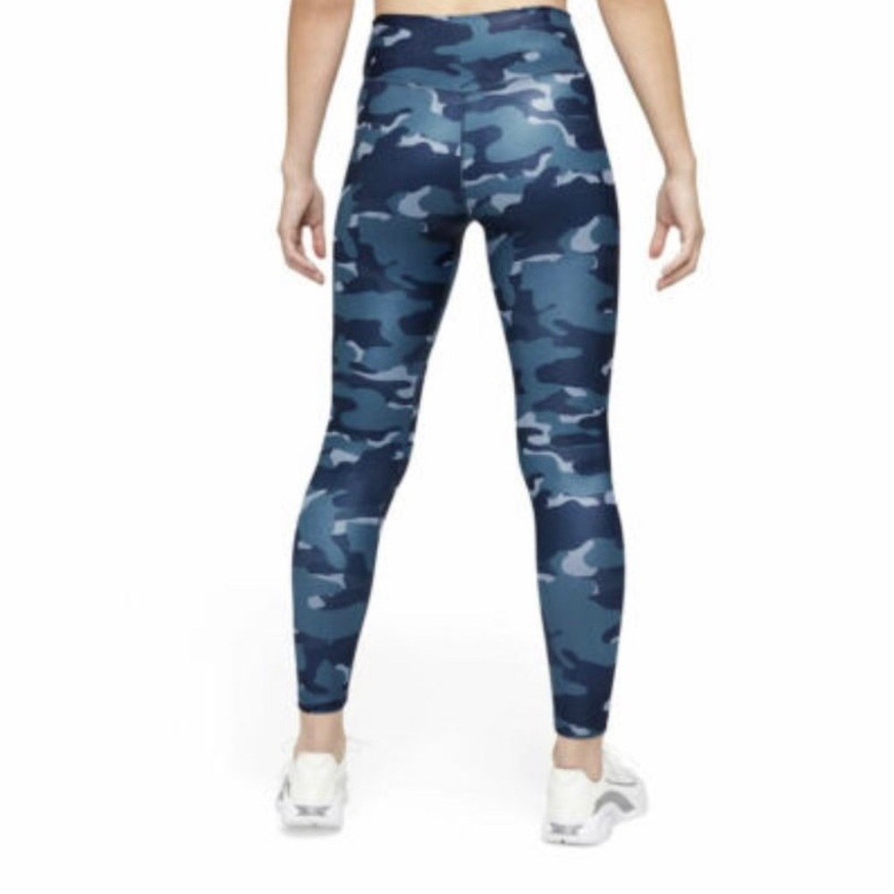 Nike Dri-FIT One Mid-Rise Thunder Blue Shiny Camo Leggings Women’s Size … - Picture 8 of 8